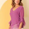 Blusa con capa asimétrica 4568-24 Morado