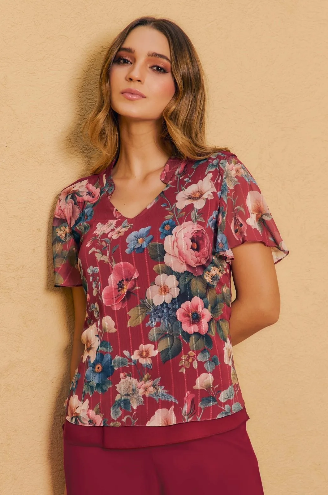 BLUSA MANGA CORTA CHIFFON SUB