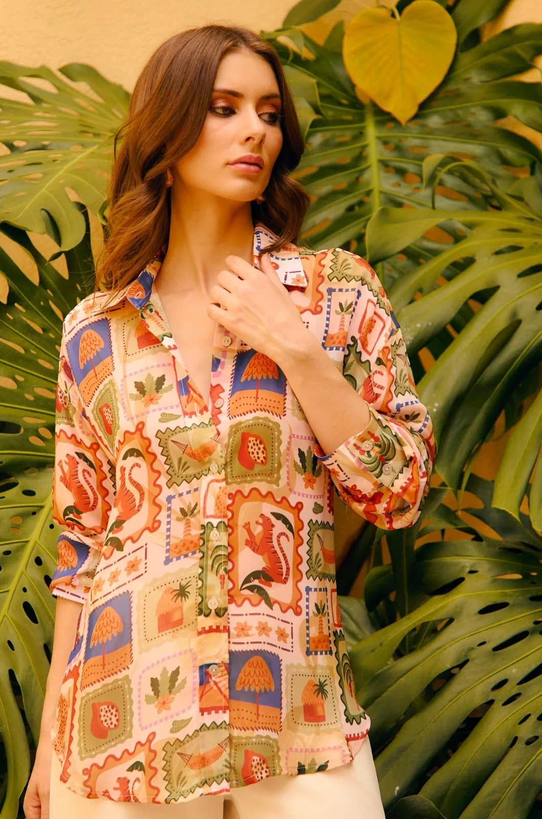 BLUSA CAMISA MANGA 3/4 OVERZISE