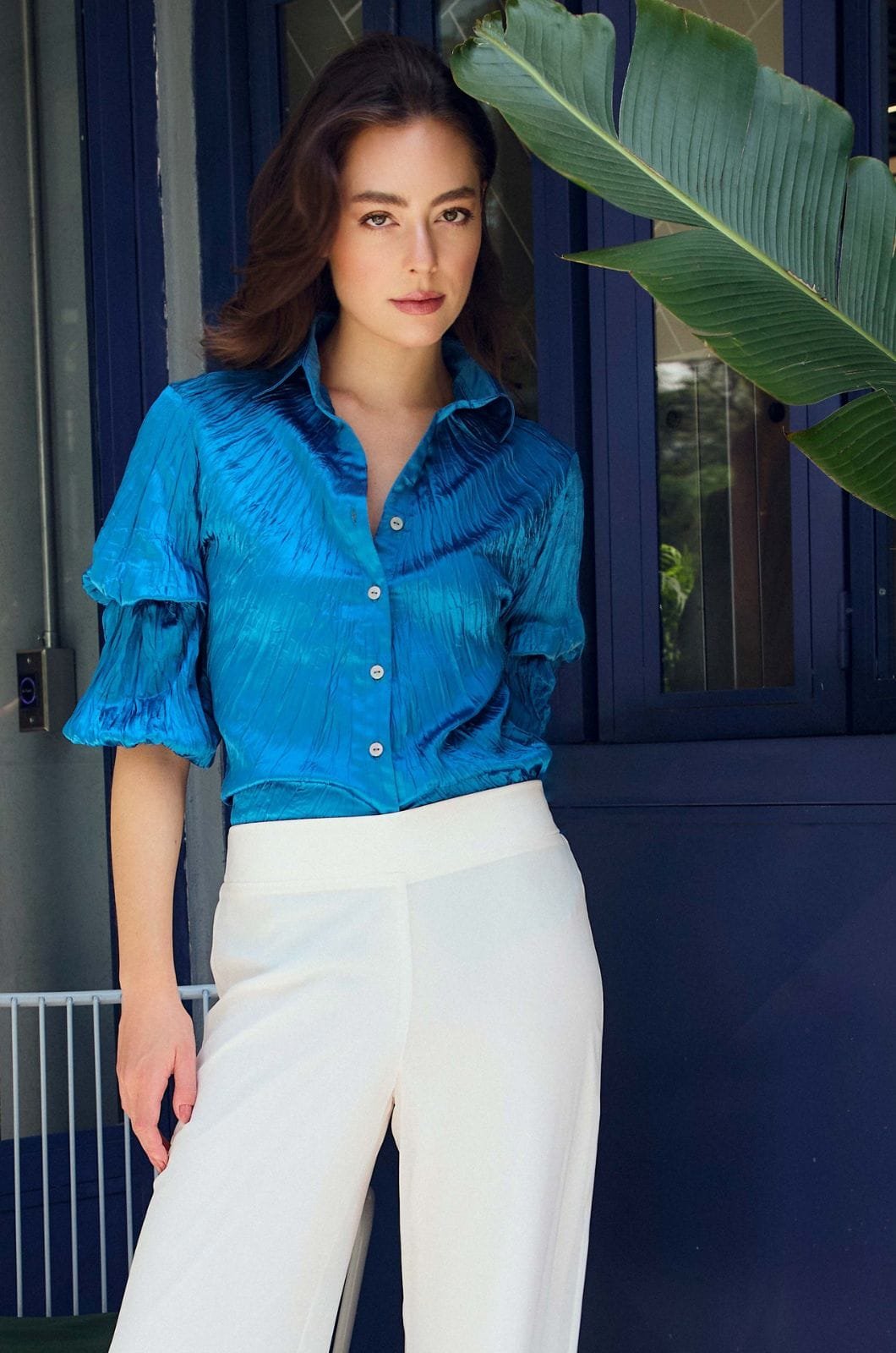 BLUSA CAMISERA SATIN CRAQUELADA