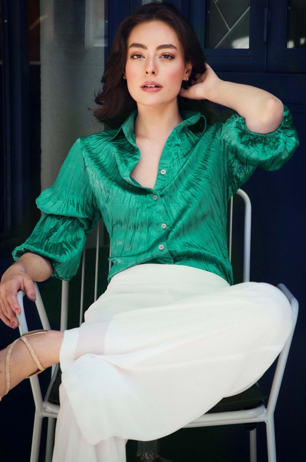 Alternative view of BLUSA CAMISERA SATIN CRAQUELADA